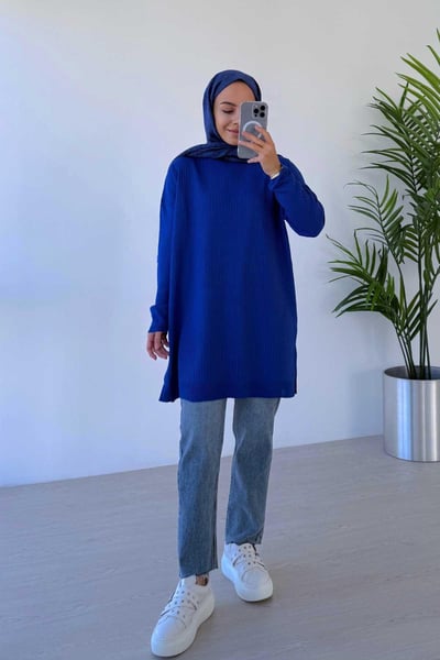 Anje Triko Tunik - Saks Mavi