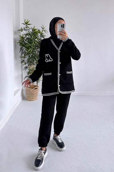 Buklet Triko Hırka - Siyah