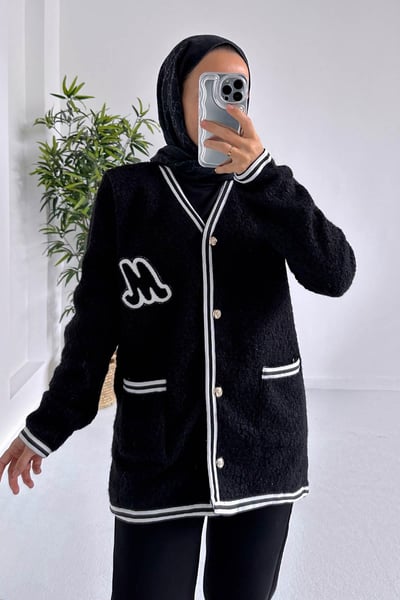 Buklet Triko Hırka - Siyah