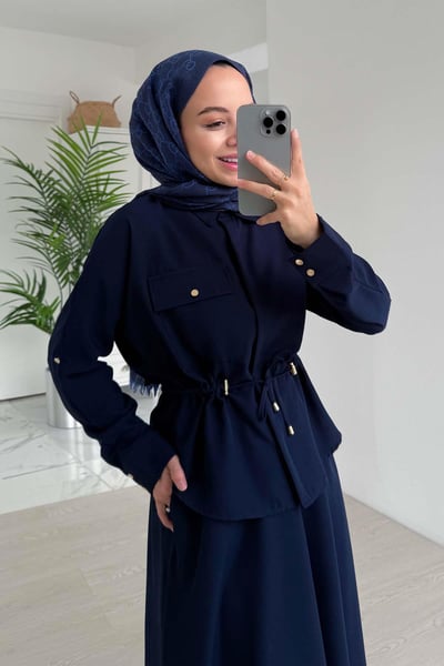 Cep Detay Etekli Takım - Lacivert