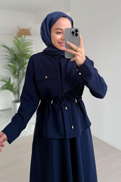 Cep Detay Etekli Takım - Lacivert