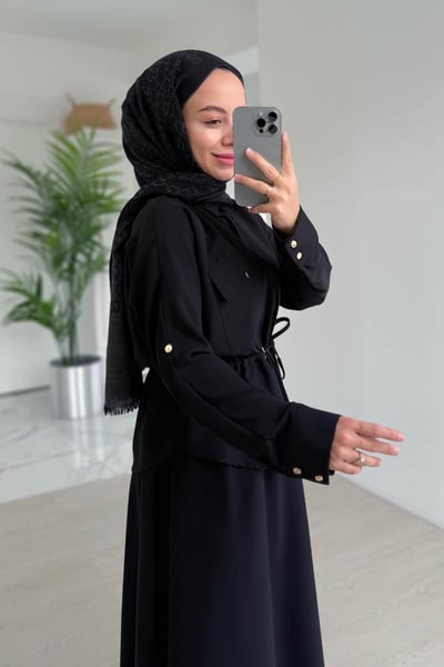 Cep Detay Etekli Takım - Siyah