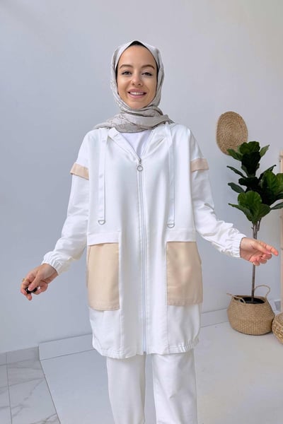 Cep Detay Takım - Beyaz