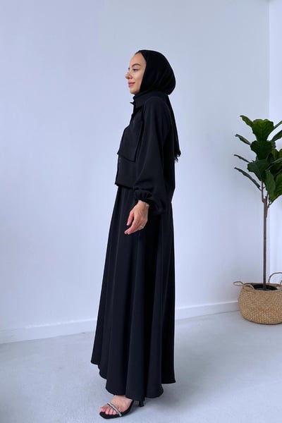 Çift Cep Etekli Takım - Siyah