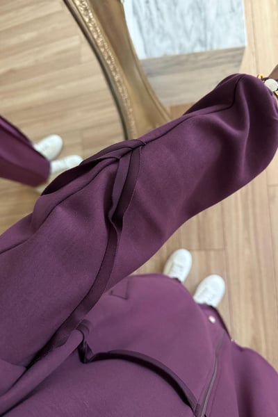 Dikiş Detaylı İkili Modal Takım - Mürdüm