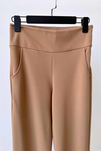 Krep Korsaj Bol Paça Pantolon - Camel