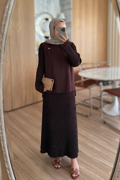 Lady Etekli Merserize Takım - Kahverengi