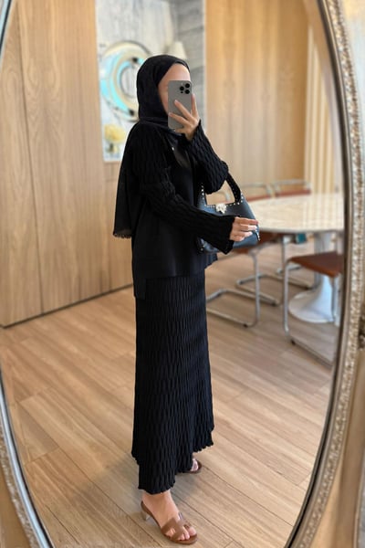 Lady Etekli Merserize Takım - Siyah