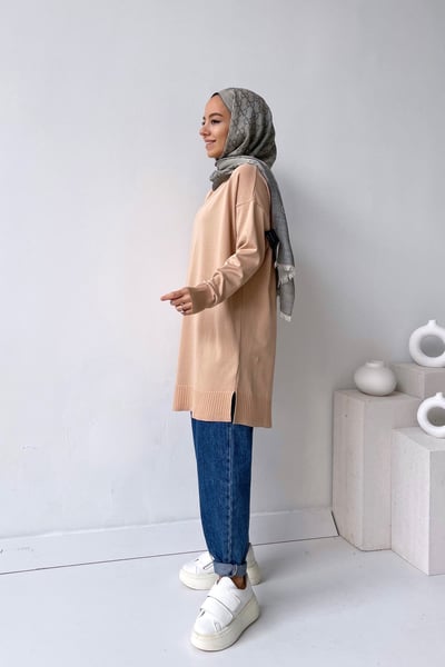 Line Merserize Tunik - Sütlü Kahve