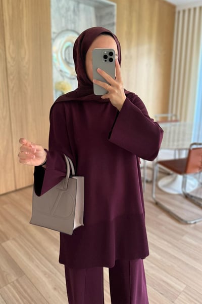Liora Premium Rayon Takım - Bordo