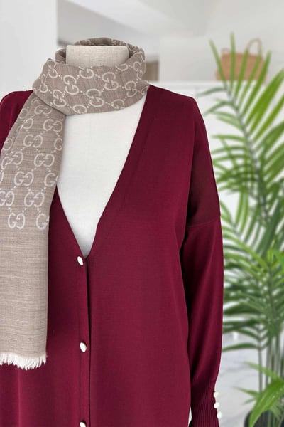 Maxi Boy Düğmeli Merserize Hırka - Bordo
