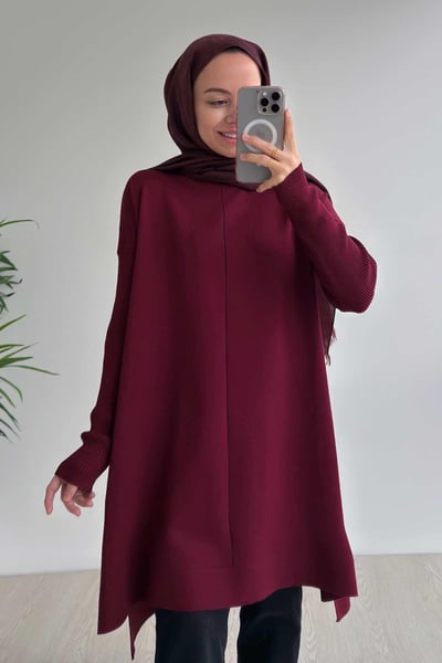 Mira Merserize Tunik - Bordo