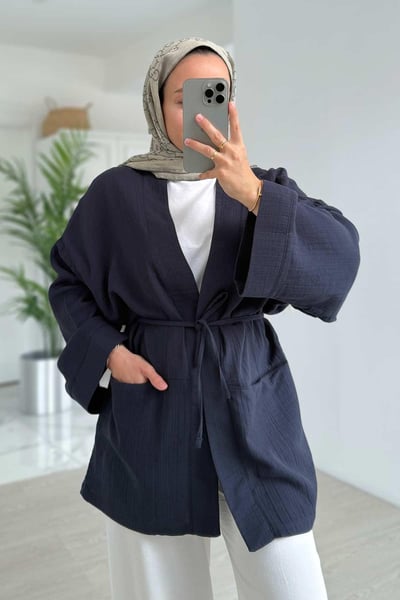 Müslin Kimono - Lacivert