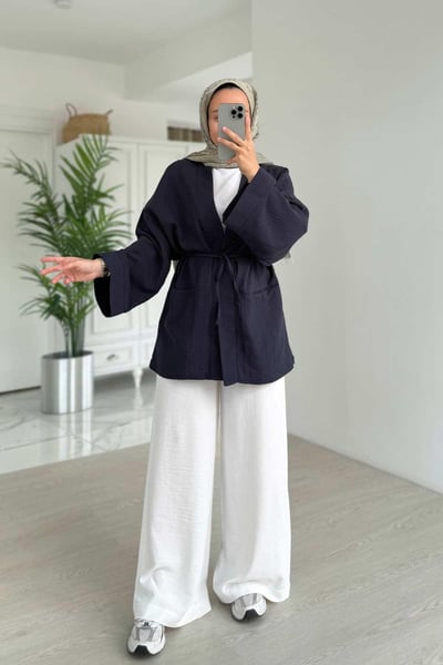 Müslin Kimono - Lacivert