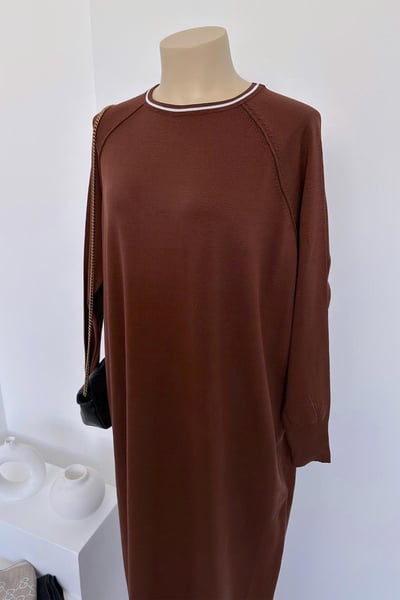 Reglan Merserize Elbise - Kahverengi