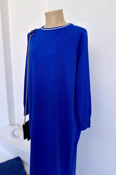 Reglan Merserize Elbise - Saks Mavi