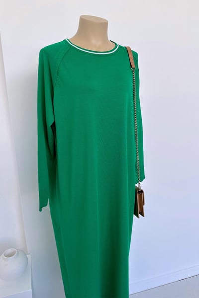 Reglan Merserize Elbise - Yeşil