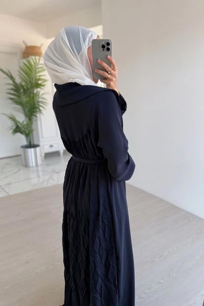Sırt Detay Dökümlü Abaya - Lacivert