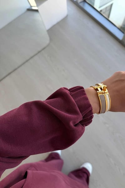 Yanı Çıtçıtlı Kanguru Cep Oysh Kumaş İkili Takım - Bordo