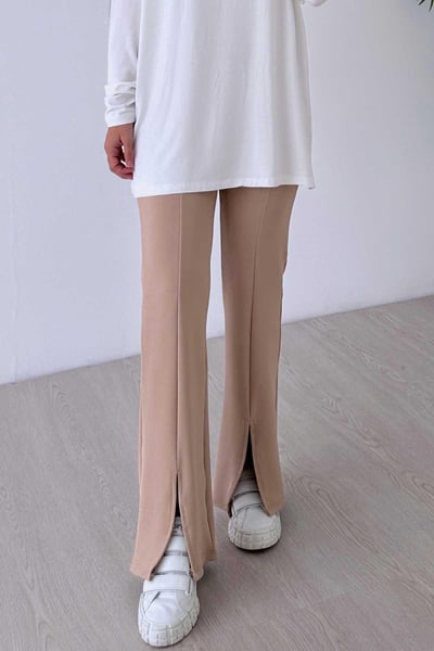 Yırtmaç Detay Pantolon - Camel