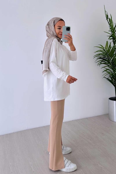 Yırtmaç Detay Pantolon - Camel