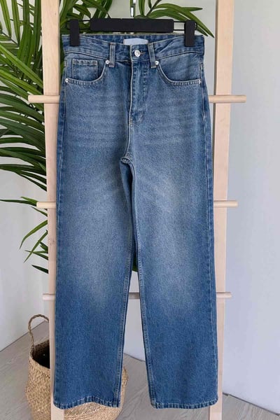 Yüksel Bel Straight Fit Jean - Mavi