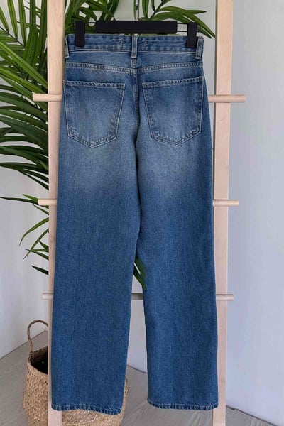 Yüksel Bel Straight Fit Jean - Mavi