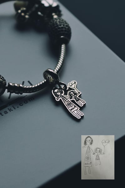Çizim Gümüş Charm