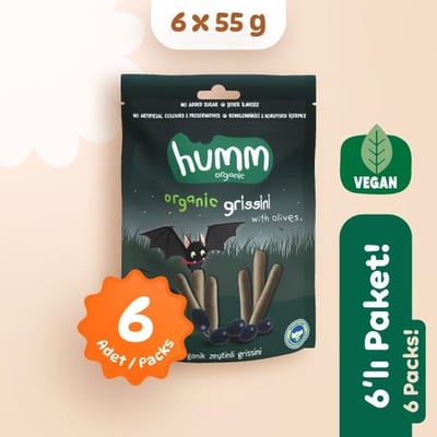 Organik Vegan Zeytinli Grissini Atıştırmalık Paketi 6 adet görseli.