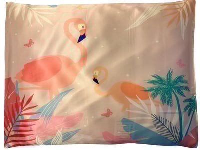 Pembe Flamingo - Saf İpek Bebek Yastık Kılıfı 