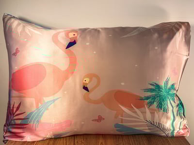 Pembe Flamingo - Saf İpek Çocuk Yastık Kılıfı 