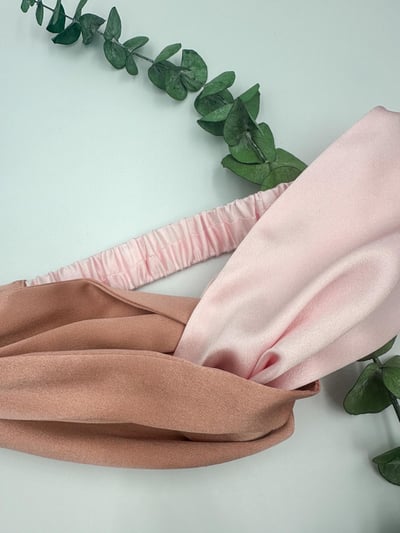 Pembe/Blush - Saf İpek Saç Bandı 