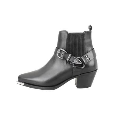 Aadhya Siyah Kadın Topuklu Deri Kovboy Botu