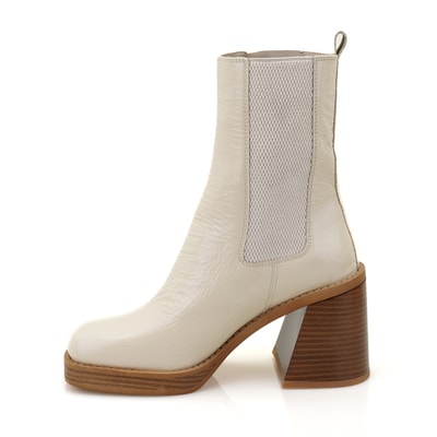 Abelia Ekru Kadın Topuklu Deri Bot