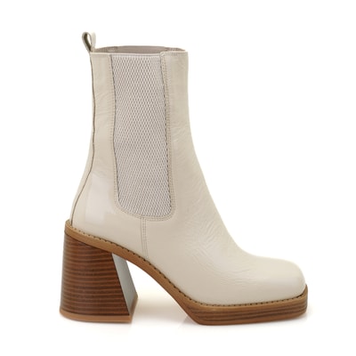 Abelia Ekru Kadın Topuklu Deri Bot