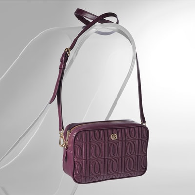 Abrama Bordo Kadın Monogram Kapitone Deri Postacı Çantası