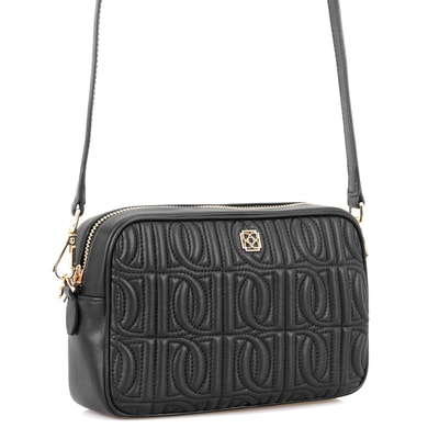 Abrama Siyah Kadın Monogram Kapitone Deri Postacı Çantası