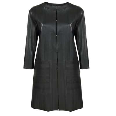 Abrianna Kadın Panelli Anatomik Uzun Deri Ceket