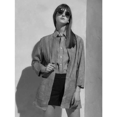 Abrianna Kadın Panelli Anatomik Uzun Deri Ceket