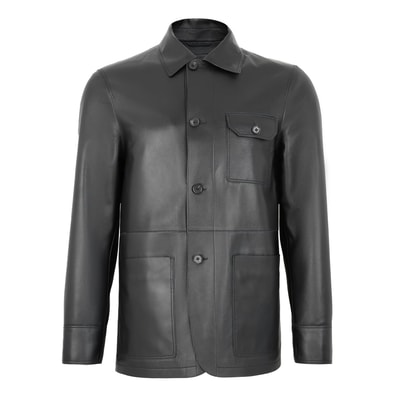 Achak Siyah Erkek Blazer Deri Ceket