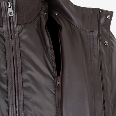 Adahy Kahve Erkek Deri Mont