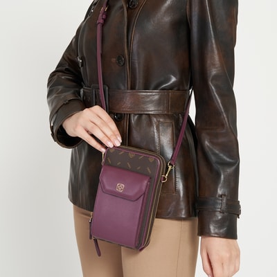 Adele Mor Monogram Deri Telefon Çantası