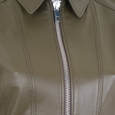 Adelie Haki Kadın Deri Mont