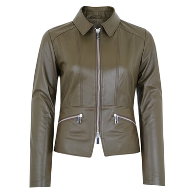 Adelie Haki Kadın Deri Mont