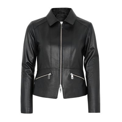 Adelie Siyah Kadın Deri Mont