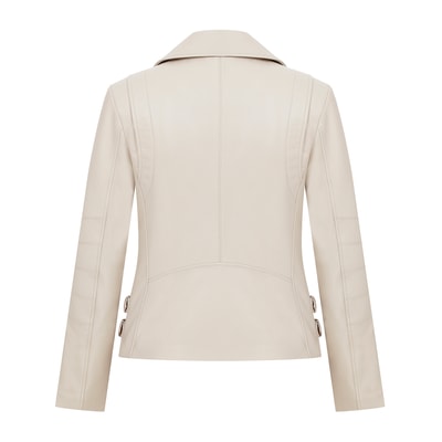 Adsilla Krem Kadın Deri Biker Ceket