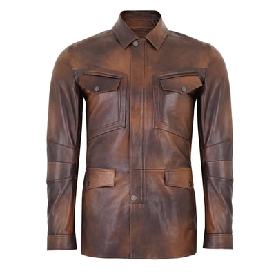 Adymn Kahve Erkek Vintage Deri Mont