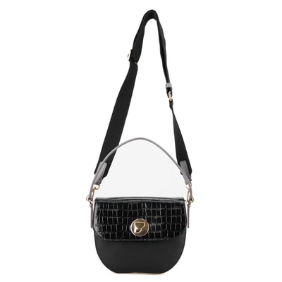 Afsooz Siyah Kadın Kroko Baskılı Deri Omuz Çantası