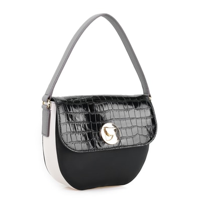 Afsooz Siyah Kadın Kroko Baskılı Deri Omuz Çantası