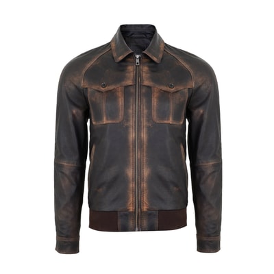 Akon Kahve Erkek Vintage Deri Mont